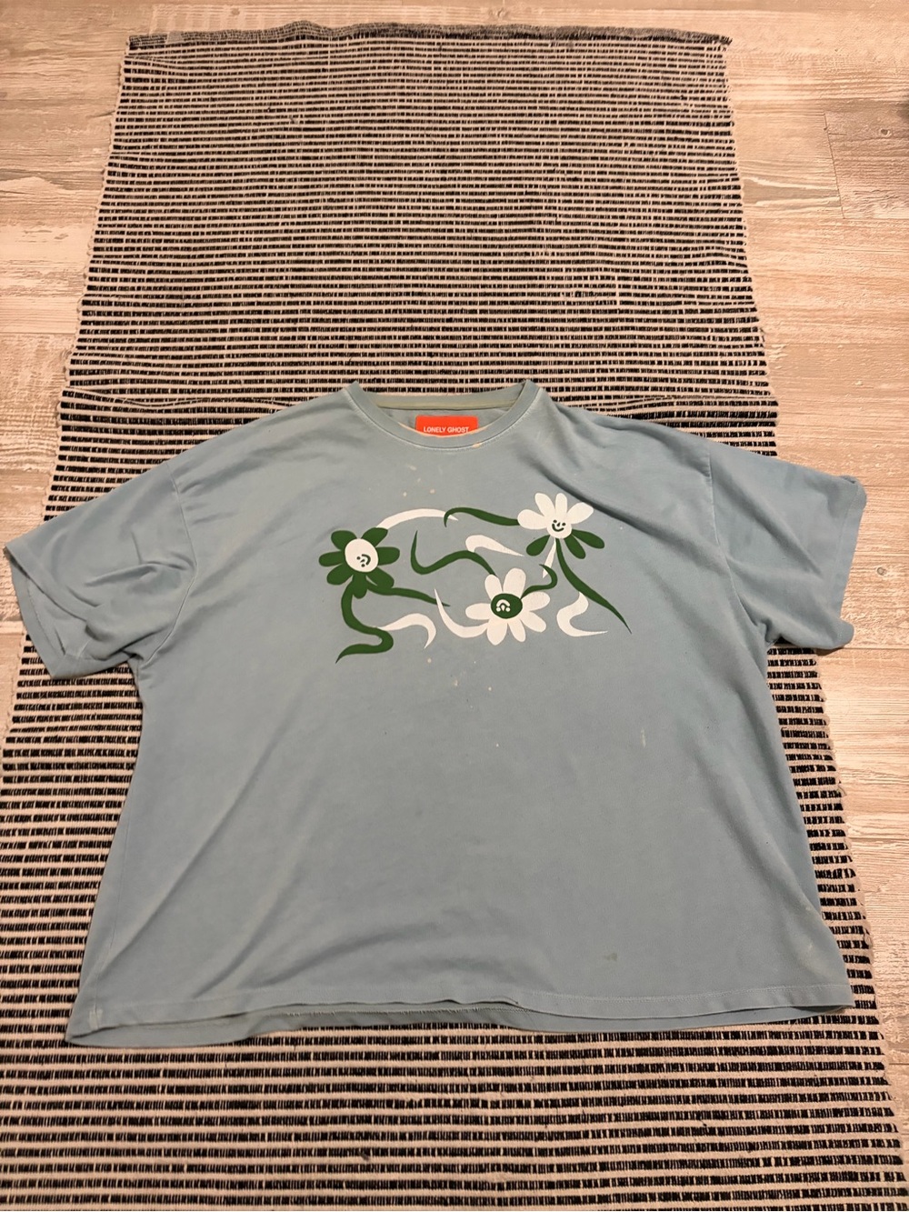 LONELY GHOST Light Blue Floral Graphic Tee